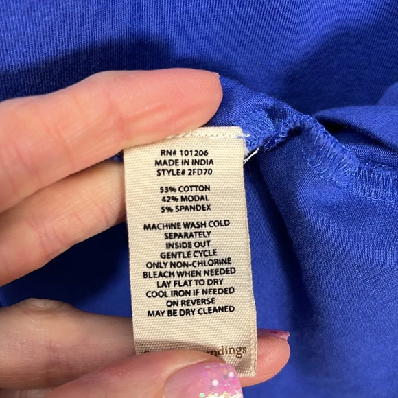 Soft Surroundings Zalie Tunic 3/4 Sleeve Top Size Large Amparo Blue - Picture 8 of 8